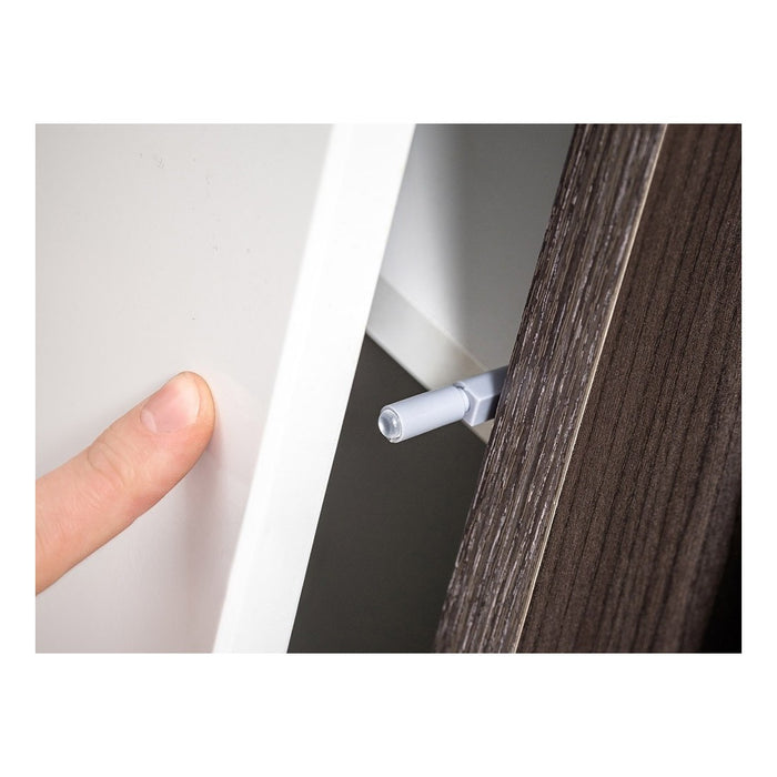 Set 4 mobili da salotto collezione CRISS con LED integrati. Colore bianco e finiture in rovere.