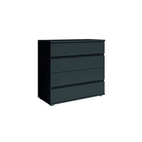 Set camera NOFI - Letto 160x200 cm con doghe, 2 cassetti, comodini, armadio e cassettiera - grigio grafite.