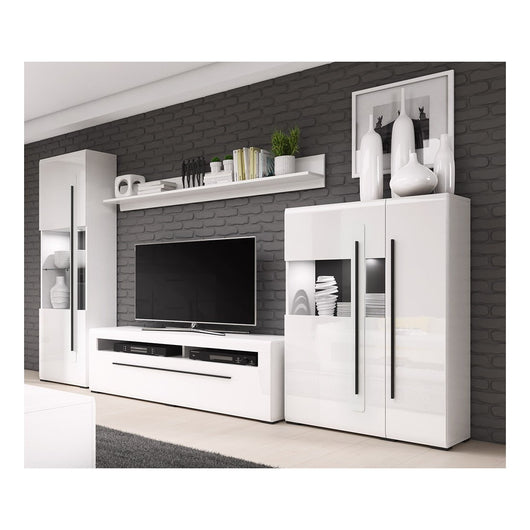 Set completo per soggiorno collezione BREDA. Colori bianco opaco e bianco lucido.