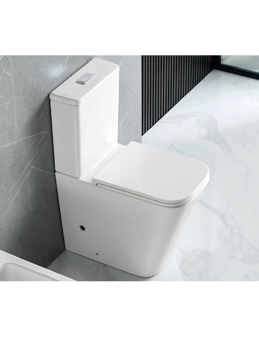 SEAN Rimless Rimless White Rimless Set WC senza brida - con sedile WC e serbatoio