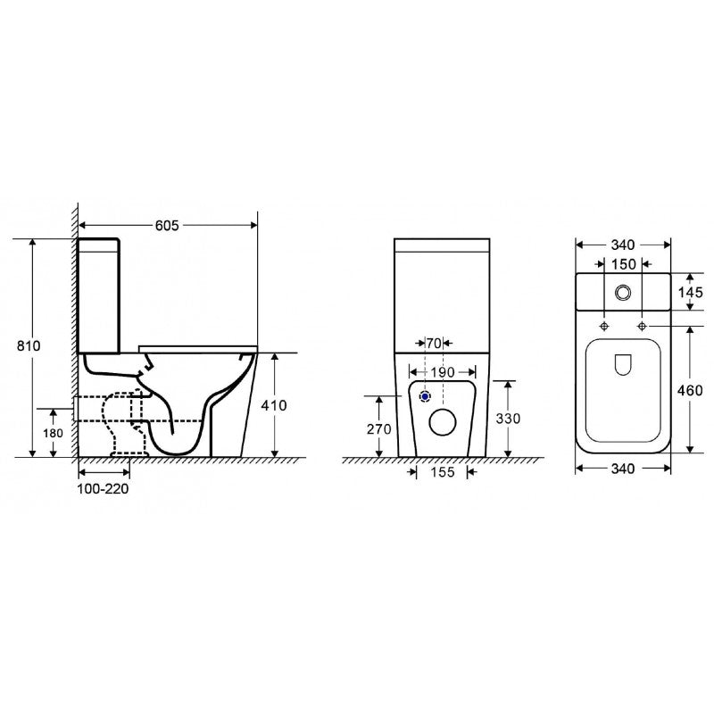 SEAN Rimless Rimless White Rimless Set WC senza brida - con sedile WC e serbatoio