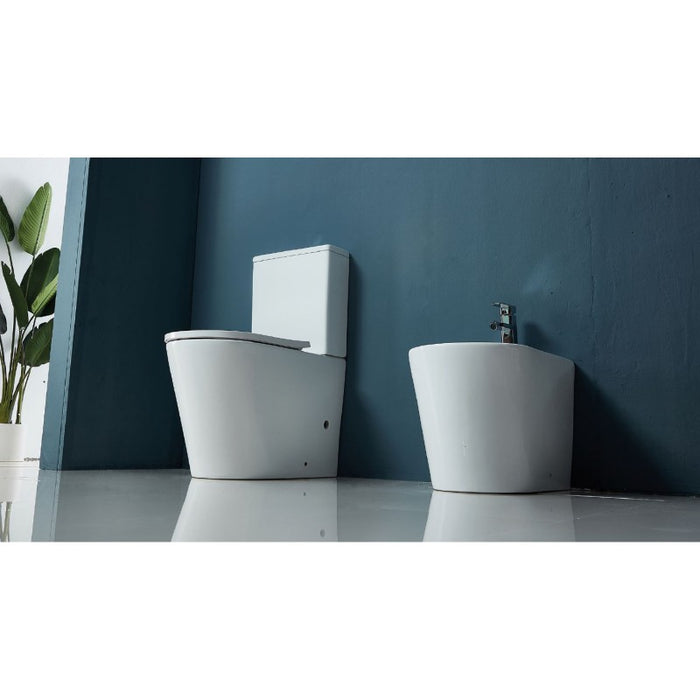 ZINA Set WC da appoggio senza montatura - con sedile WC e serbatoio