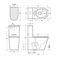 ZINA Set WC da appoggio senza montatura - con sedile WC e serbatoio