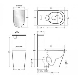ZINA Set WC da appoggio senza montatura - con sedile WC e serbatoio