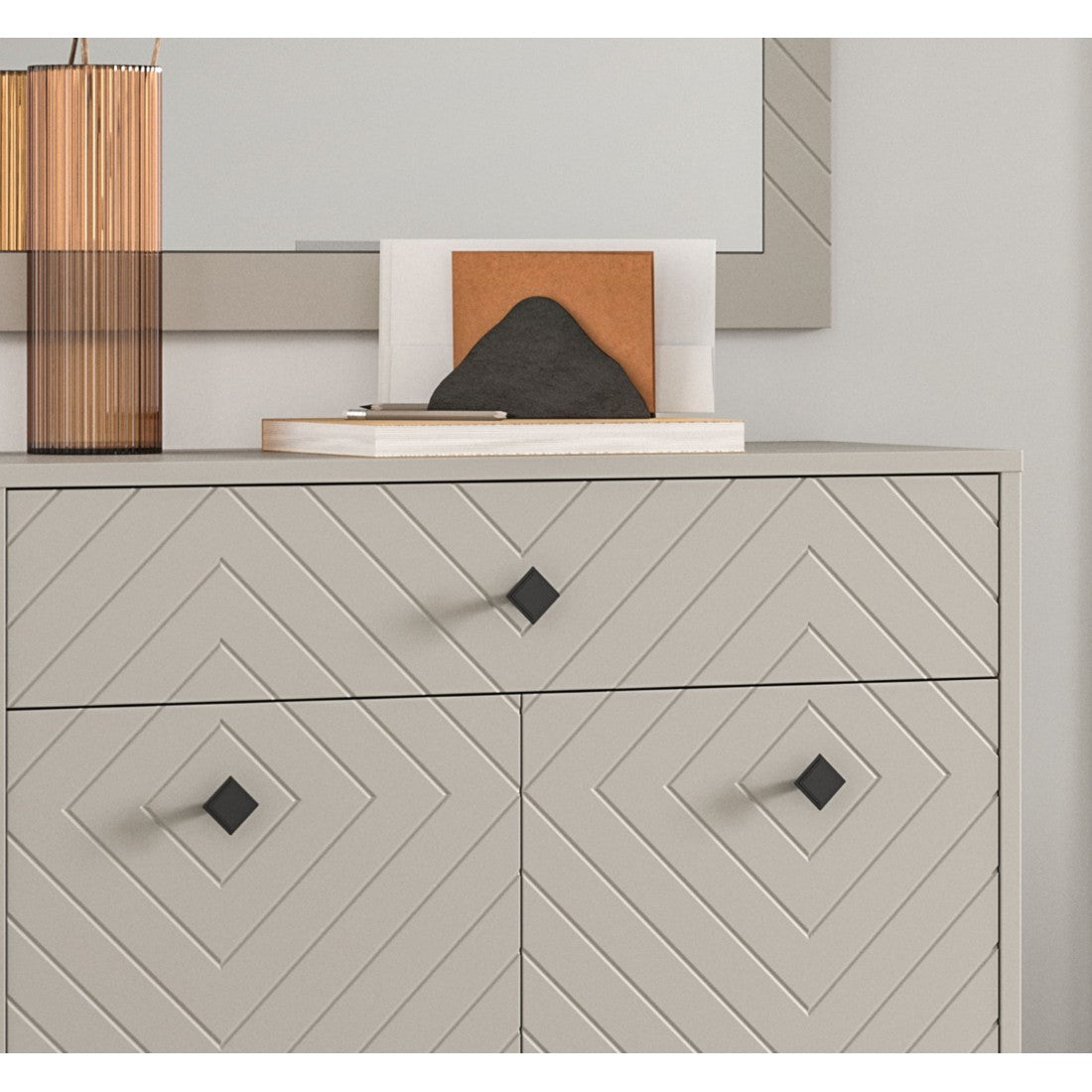 Set completo d''ingresso LUNA - Beige opaco - 3 elementi - 195x190x35 cm