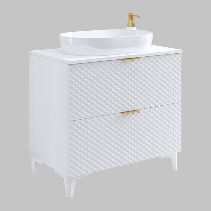 Set di 2 mobili da bagno collezione CHIC colori bianco e dorato. Mobile sotto lavabo 80cm.