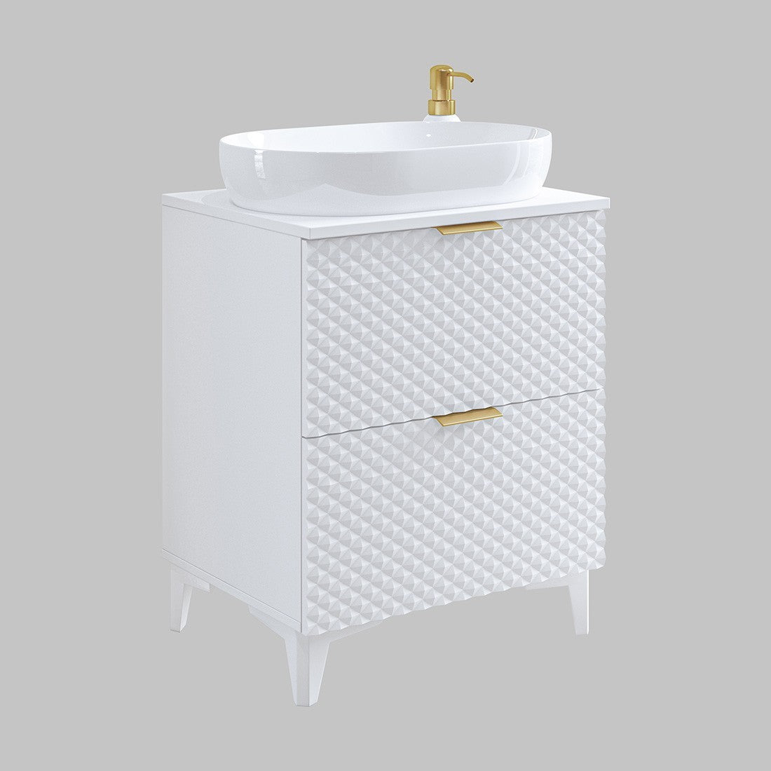Set di 2 mobili da bagno collezione CHIC in colori bianco e dorato. Mobile sotto lavabo.