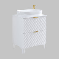 Set di 2 mobili da bagno collezione CHIC in colori bianco e dorato. Mobile sotto lavabo.