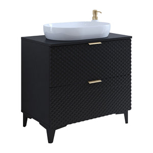 Set di 2 mobili da bagno collezione CHIC color nero e dorato.