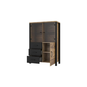 Set di 3 mobili da soggiorno collezione DARWIN. Colore abete e nero.