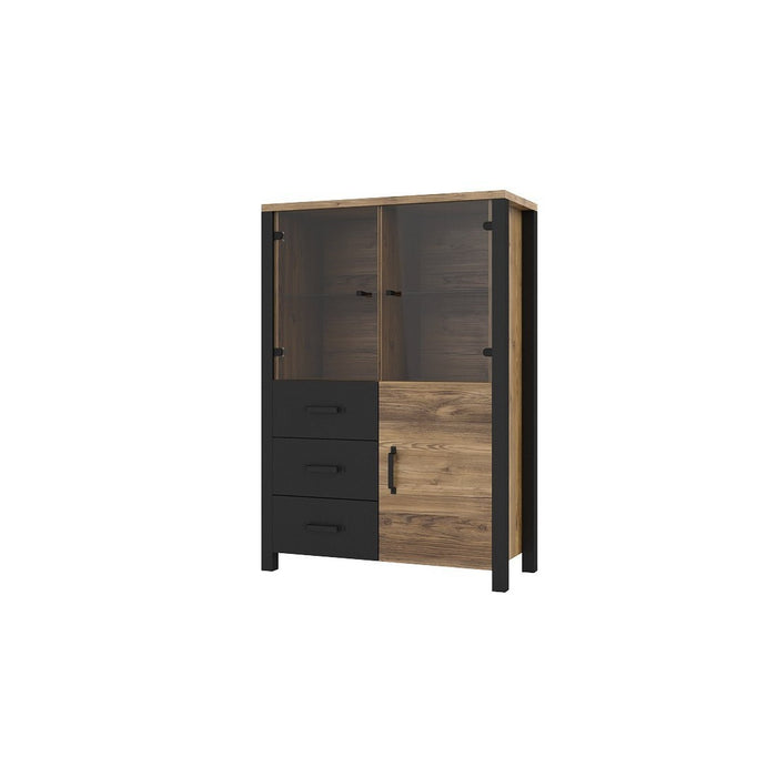 Set di 3 mobili da soggiorno collezione DARWIN. Colore abete e nero.