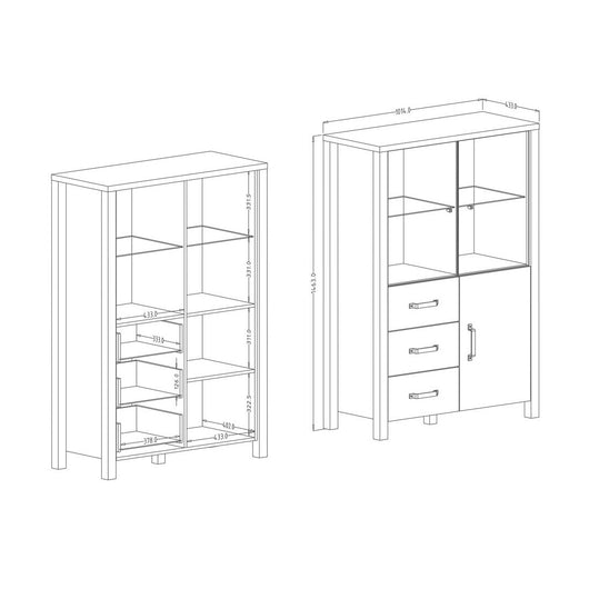 Set di 3 mobili da soggiorno collezione DARWIN. Colore abete e nero.