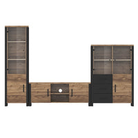 Set di 3 mobili da soggiorno collezione DARWIN. Colore abete e nero.