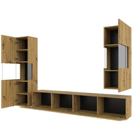 Set di 3 mobili da soggiorno collezione EVA. Colore quercia e nero.