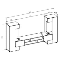 Set di 3 mobili da soggiorno collezione KOBEE. Colore bianco e rovere.