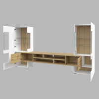 Set di 3 mobili da soggiorno collezione KOBEE. Colore bianco e rovere.