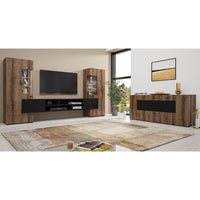 Set di 3 mobili da soggiorno collezione KOBEE. Colore quercia scura e nero.