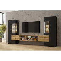 Set di 3 mobili da salotto collezione KOBEE. Colore nero e quercia.