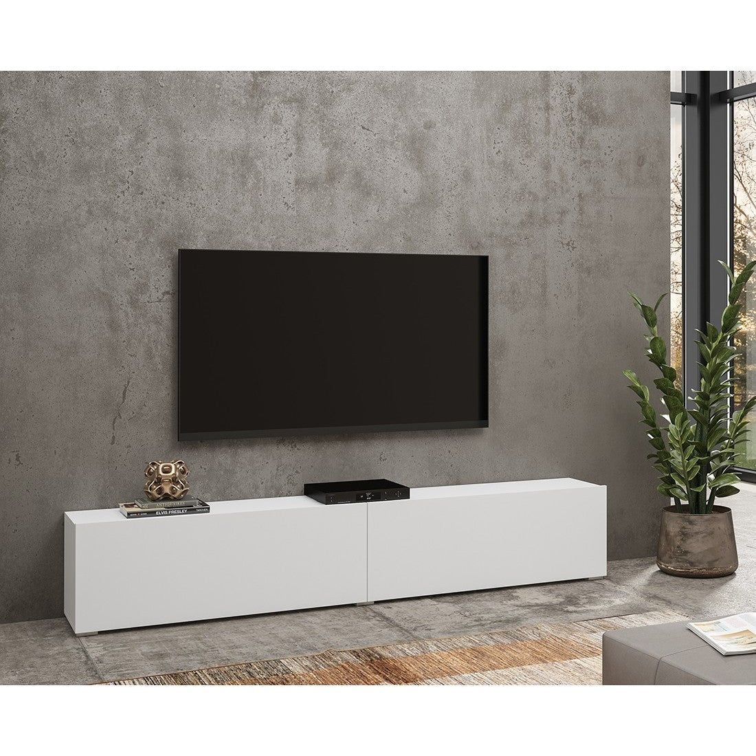 Set di 4 mobili da soggiorno collezione EVA. Colore bianco e rovere.