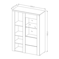 Set di 4 mobili da soggiorno collezione SANTIAGO. Colori rovere e nero effetto legno.