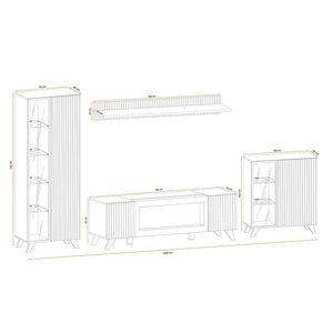 Set di 4 mobili da soggiorno NIELSEN – Camino decorativo in quercia e nero