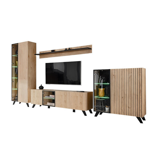 Set di 4 mobili da soggiorno NIELSEN - Rovere e nero