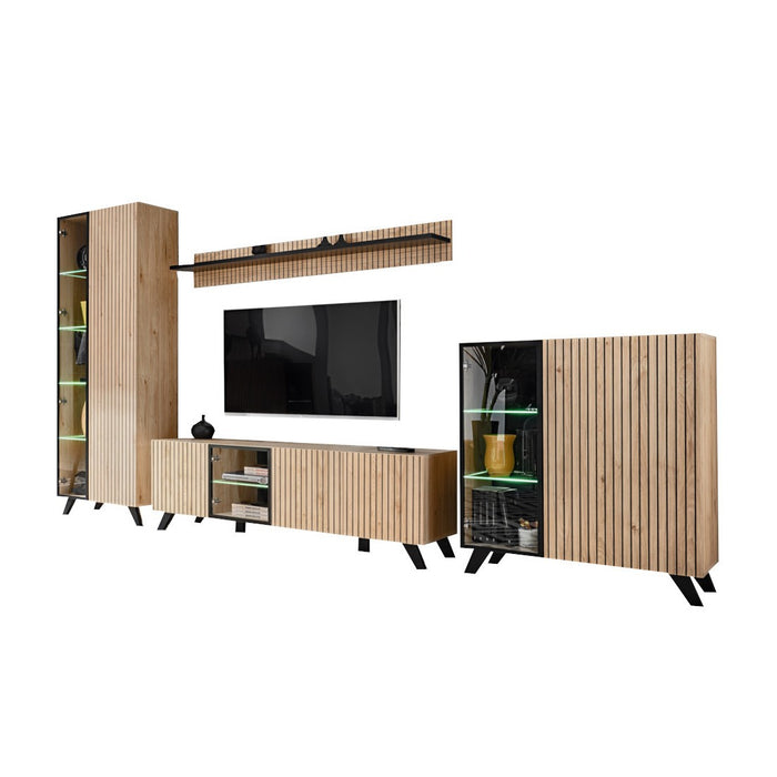 Set di 4 mobili da soggiorno NIELSEN - Rovere e nero