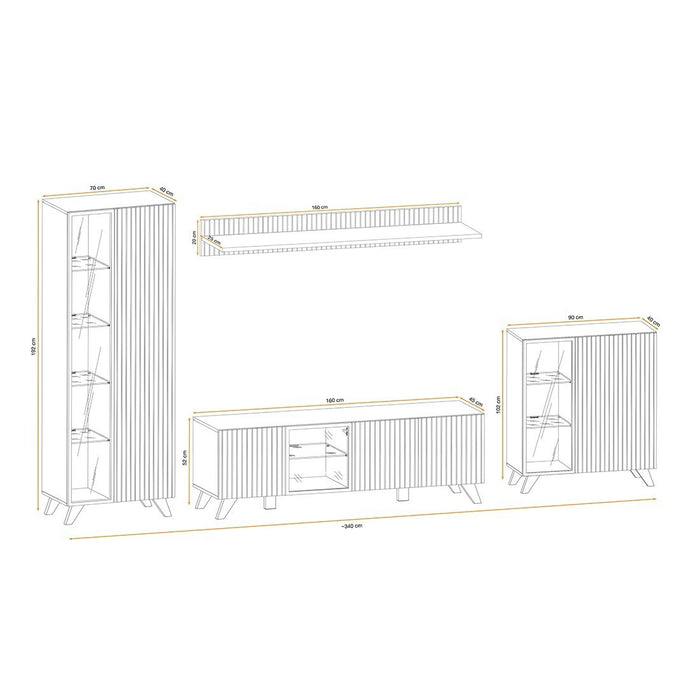 Set di 4 mobili da soggiorno NIELSEN - Rovere e nero