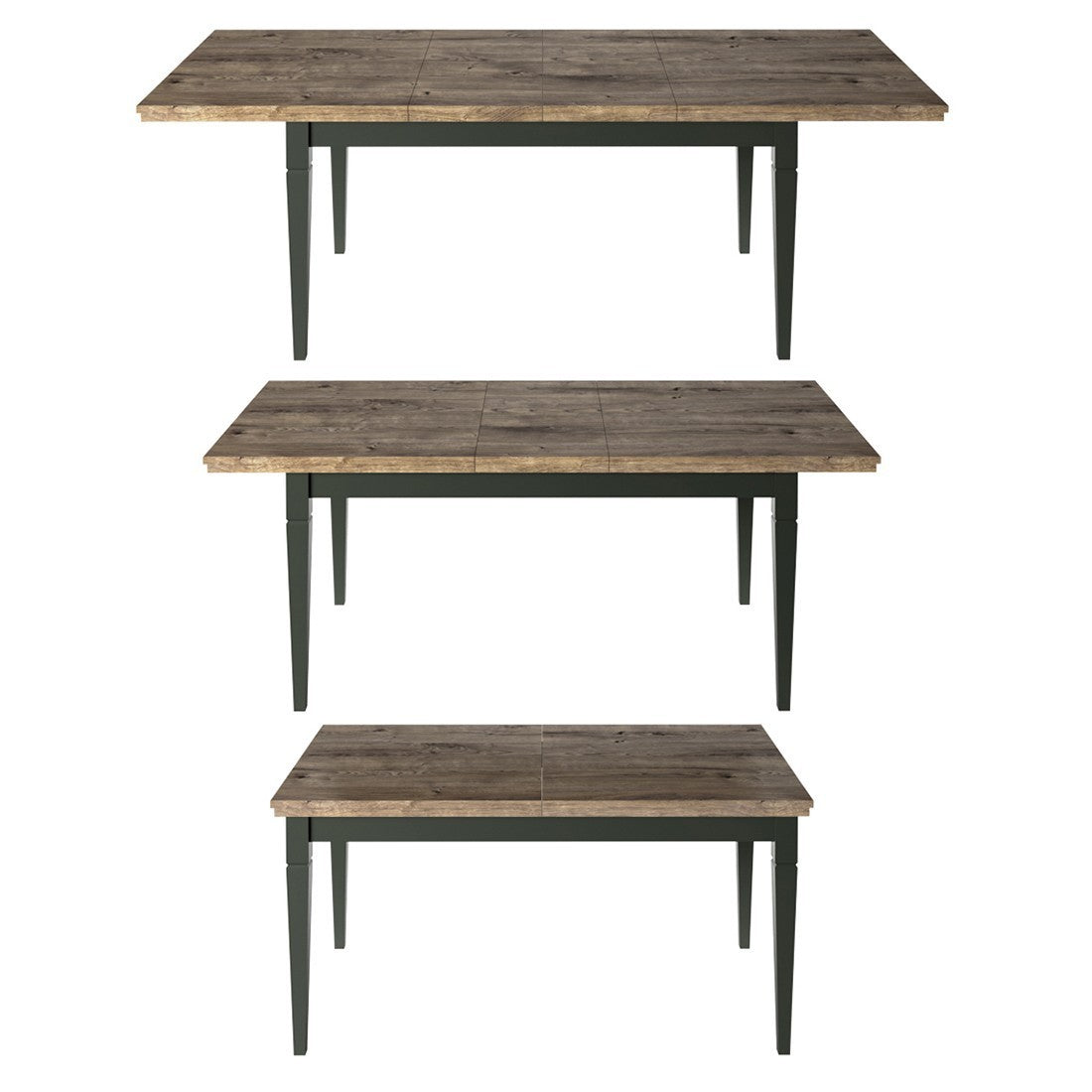 Set di 4 mobili per sala da pranzo color verde e rovere. Collezione ASSIA