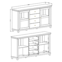 Set di 4 mobili per sala da pranzo color verde e rovere. Collezione ASSIA