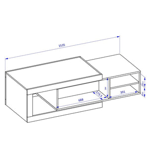 Set di 5 mobili da salotto collezione SINATRA. Colore quercia e bianco lucido.