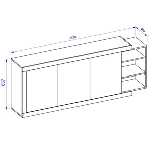 Set di 5 mobili da salotto collezione SINATRA. Colore quercia e bianco lucido.