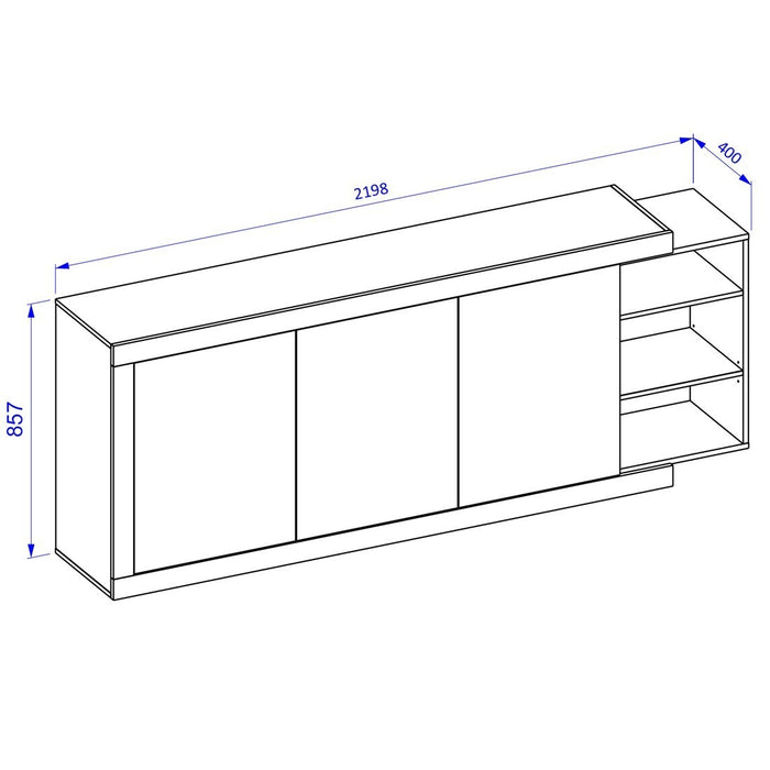 Set di 5 mobili da salotto collezione SINATRA. Colore quercia e bianco lucido.