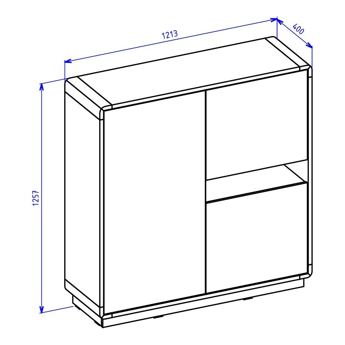Set di 5 mobili per il soggiorno collezione VILLA. Colore quercia e nero opaco.