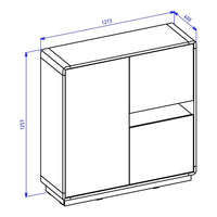 Set di 5 mobili per il soggiorno collezione VILLA. Colore quercia e nero opaco.