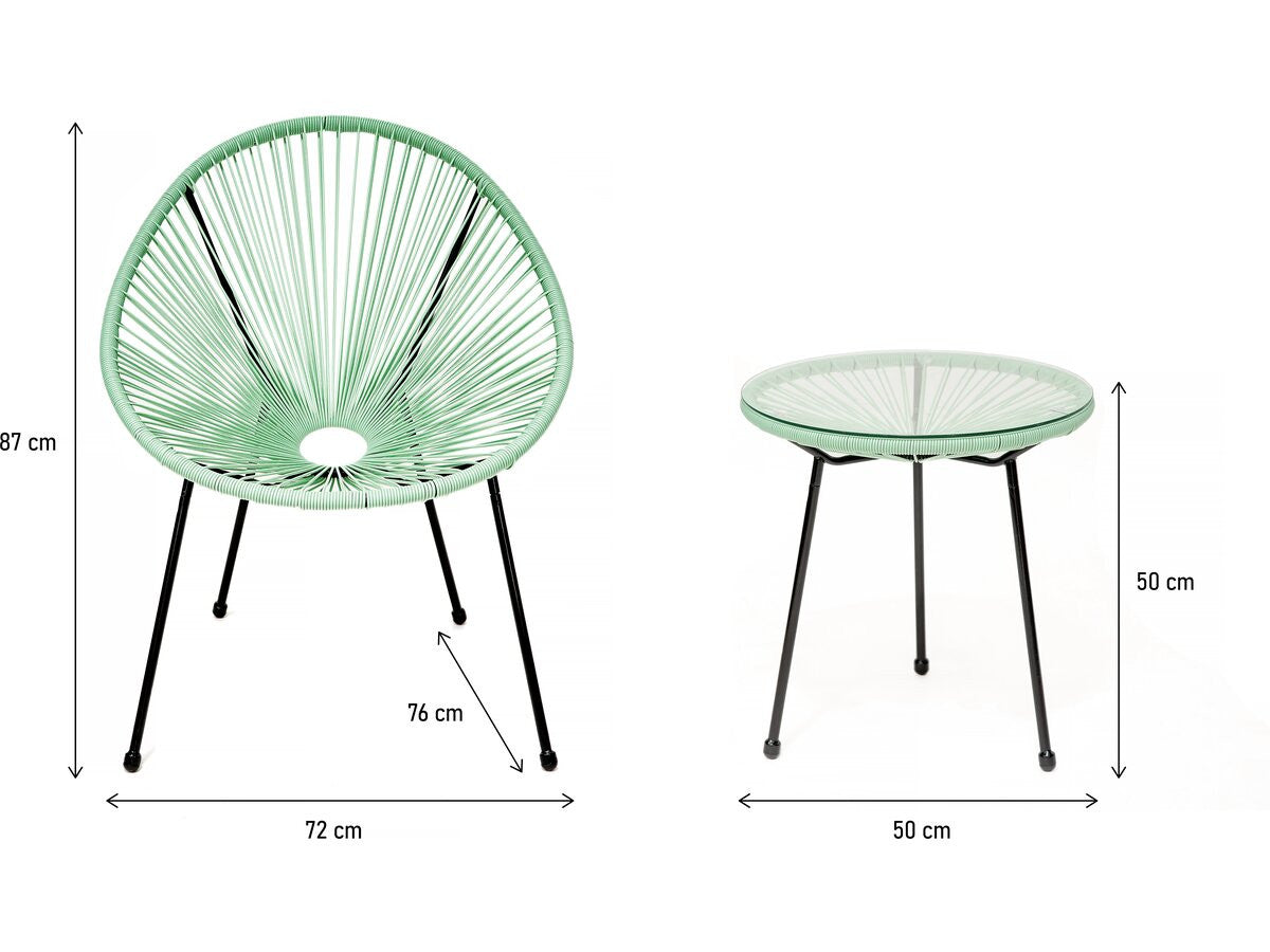 Set da giardino Acapulco "Liana" - 2 posti - Verde chiaro