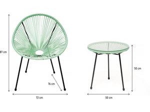 Set da giardino Acapulco "Liana" - 2 posti - Verde chiaro