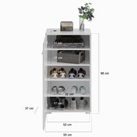 Set di mobili per ingresso: Specchio + mobile per scarpe + mobiletto – Bianco lucido – KLEANKIN