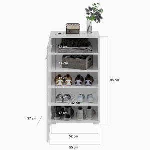 Set di mobili per ingresso: Specchio + mobile per scarpe + mobiletto – Bianco lucido – KLEANKIN