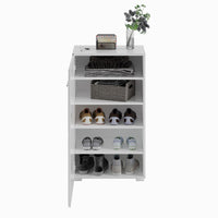 Set di mobili per ingresso: Specchio + mobile per scarpe + mobiletto – Bianco lucido – KLEANKIN