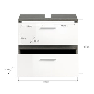 Set di mobili da bagno WILLIAM – Grigio scuro e bianco – 110x191x34 cm