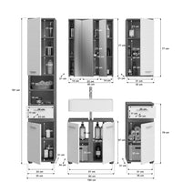 Set di mobili da bagno WILLIAM - Grigio scuro e bianco - 164x191x34 cm - Con LED