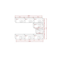 Set di mobili da soggiorno bianchi sospesi collezione CEPTO XVI 249cm, 8 pezzi, modulari.