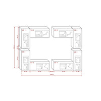Set di mobili da soggiorno bianchi sospesi collezione CEPTO XX 276cm, 8 pezzi, con LED, modulari.