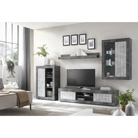 Set di mobili da soggiorno collezione BURA. Colore grigio effetto cemento.