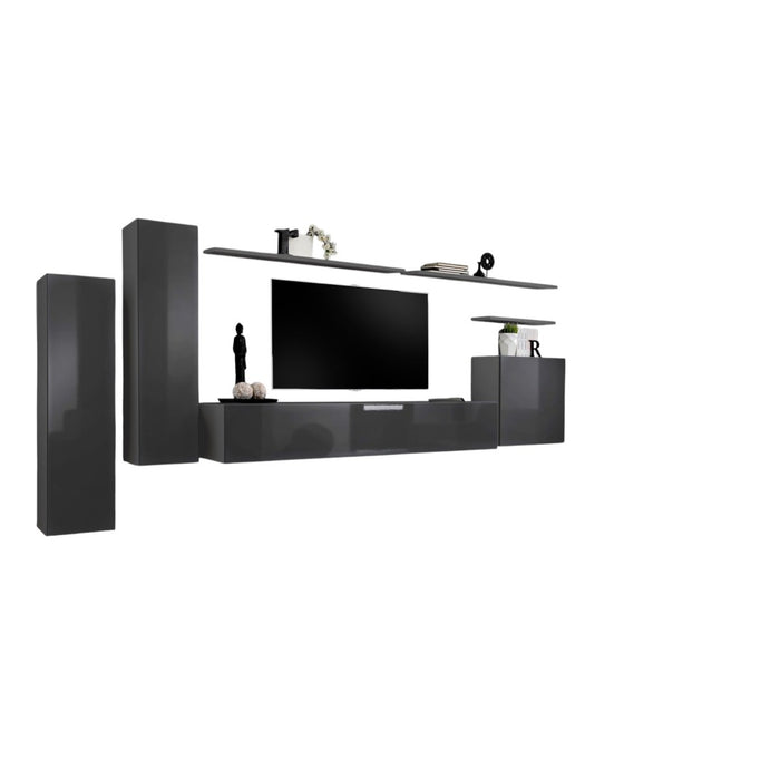 Set di mobili da soggiorno collezione SWITCH I design, colore grigio lucido.