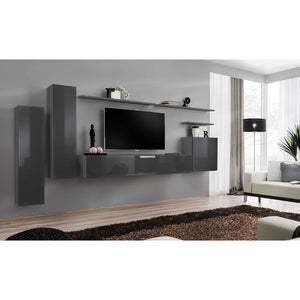 Set di mobili da soggiorno collezione SWITCH I design, colore grigio lucido.