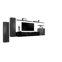 Set di mobili da soggiorno collezione SWITCH I design, colori grigio e nero lucido.