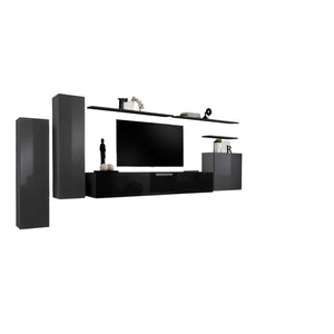 Set di mobili da soggiorno collezione SWITCH I design, colori grigio e nero lucido.