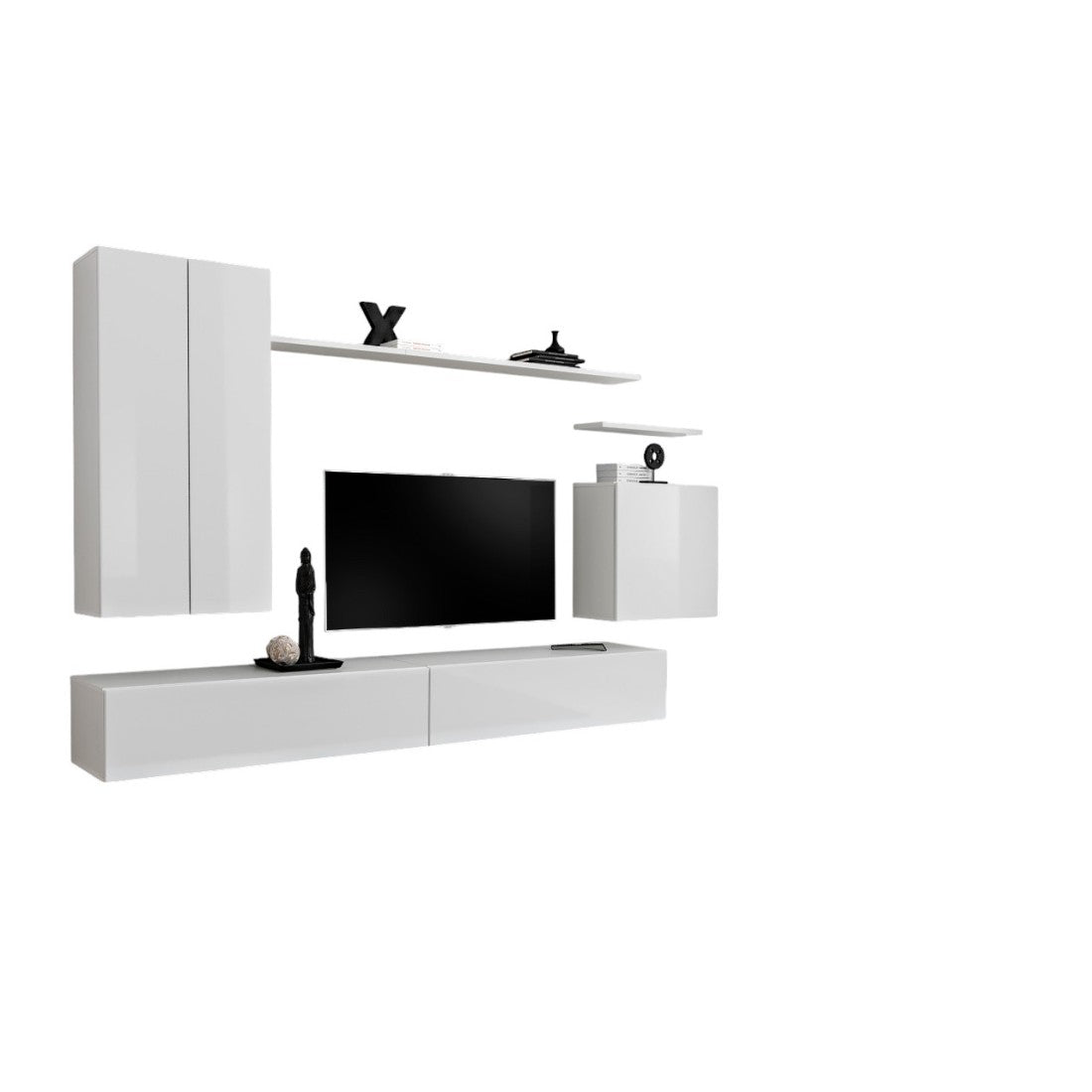 Set di mobili da salotto collezione SWITCH II design, colore bianco lucido.